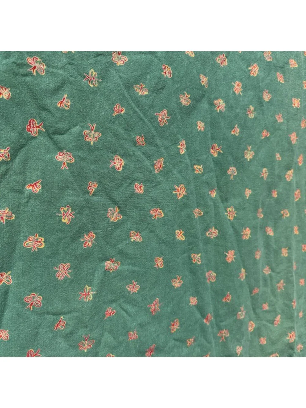 Vintage 90s Williams Sonoma Tablecloth Green Floral Fruit Provencal French
